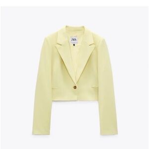 Zara yellow cropped blazer